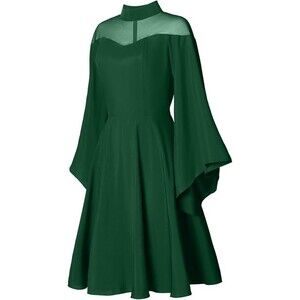 Gothic Witchy Dress for women Medieval Costume Victorian Dress Mesh Bell Sleeves